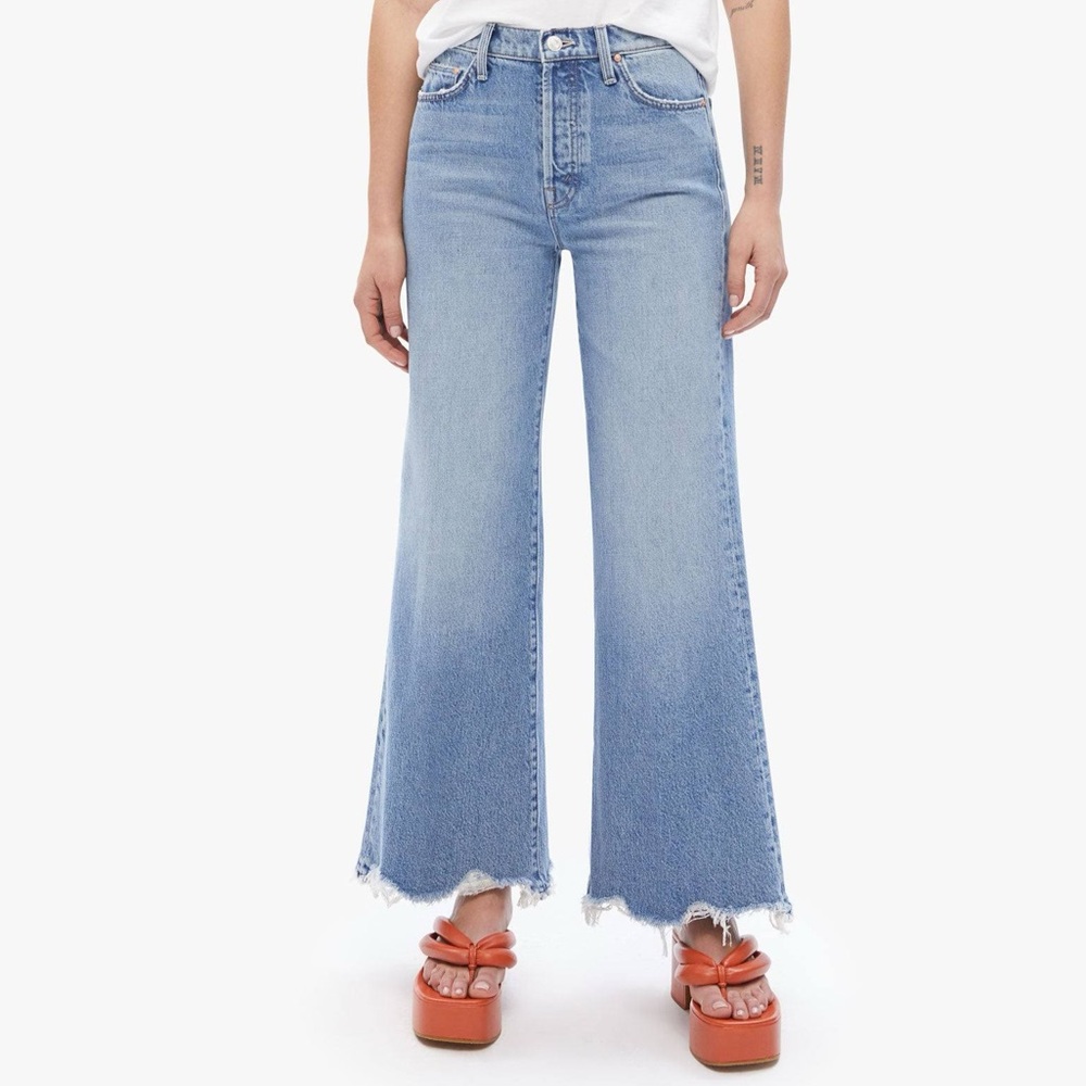 MOTHER Denim Tomcat Roller Chew Hem Jeans in Look Before You Leap Wide Leg Sz 30